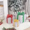 Cadeauverpakking Kerst Gloeiende Geschenkdoos Decoratie Ornament Met Strik Kerstverlichting Doos Buitenverlichting Kerstdecoratie Voor Thuis 231027