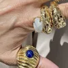 Barcelona Style Niche Black Agate Peacock Stone Lapis Lazuli Ring Women's Medieval Vintage Exaggerated Charm Jewelry