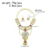 Necklace Earrings Set Vintage Gold Afghan Gypsy Coin Statement For Women Colorful Acrylic Gemstone Pendant Ethnic Dress