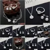 Annan julklapp Högkvalitativ butik Nya kvinnor - Noble Sier Plated Crystal Necklace Earring Ring Set Smycken Drop Leverans smycken OTZ3T