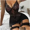 Damen-Nachtwäsche, Damen-Dessous in Übergröße, sexy Damen-Nachthemd aus Spitze, Babydoll, erotische Unterwäsche, Strumpfband-Kostüm, Fischnetz, transparent