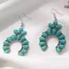 Femmes bohème perles boucles d'oreilles pendantes rétro personnalité festonnée turquoise boucles d'oreilles pendentif boucles d'oreilles bijoux