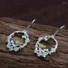 Dangle örhängen FNJ 925 Silver Bird Flower for Women Jewelry S925 Sterling Drop Earring Colorful Zircon