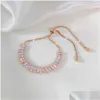 Braccialetti da tennis con strass a catena Fl per le donne Sparking Zircon Jewerlly Colore oro rosa Fatti a mano Amici Regalo Gioielli carini Drop Delive Dhw7Y