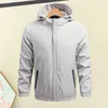 Men's Jackets Men Casual Hooded Trench Coat Stylish Long Sleeve Windbreaker With Elastic Cuffs Zipper Placket