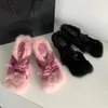 Frühlings-neue Damenschuhe, modischer und eleganter Stil, spitzer Kaninchen-Kapillarabsatz, Fleece-Kreuz-High-Heel-Slide-Damenschuhe 231015