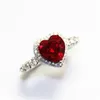 Anneaux de mariage pour femmes Sier couleur bague de fiançailles coeur rouge zircon cubique élégant luxe Bijoux Drop Drop livraison Dhgarden Otiy2