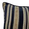 Pillow Vintage Classic Soft Heavy Chenille Velvet Black Stripe Pipping Square Case Sofa Cover 45 X Cm Sell By Piece