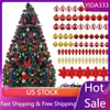 Juldekorationer 6.5ft Pre Lit Christmas Tree Artificial Christmas Tree With 350 LED Multicolor Lights and Metal Stand Ornament Xmas Tree 231027