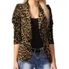 Women's Suits Autumn Leopard Blazers Women Clothing Elegant Office Jacket Suit Vintage Print Short Blazer Work Jackets