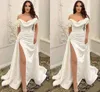 Elegant Satin Women Wedding Dress For Bride Ribbons Princess Backless Off Shoulder High Split Civil Bridal Gowns Vestidos De Novia 2024 Customzie