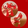 Hair Accessories Plush Children Red Bow Hairpin All-match Fan Tassel Chinese Year Headwear Cloth Baby Ancient Style Girls