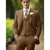 Ternos masculinos de três peças elegantes e modernos finos cor sólida design noivo vestido de casamento calças namorado terno para completo