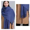 Écharpes Hiver Cachemire Écharpe Femmes Épais Chaud Pashmina Châles Wraps Solide Couleur Gland Dame Couverture Echarpe Bufanda Hijab 231027