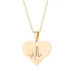 Pendant Necklaces Romantic Peach Heart Electrocardiogram Jewelry Sets Simple Fashion Heartbeat Charm Necklace Earrings For Women Lover Dh7Et