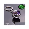 Porte-clés Longes 12 Constellation Boule de verre lumineuse Pendentif Zodiac Porte-clés Glow dans le porte-clés sombre Hommes Femmes Anniversaire G Dhhzp