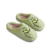 Sandals Christmas Plush Slipper Winter Warm Cute Home Green Haired Monster Slippers Funny Non Slip Cotten Shoes Year Gift 231027