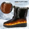 Botas Botas de invierno impermeables para mujer, botas de nieve largas de felpa de piel sintética, botines con plataforma para mujer, zapatos cálidos de algodón para parejas 231027