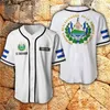 Casual shirts voor heren EL SALVADOR 3D wit en blauw mesh-vezel honkbalshirt voor heren T-shirt tops tee heren streetwear korte mouw sport