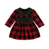 Robes de fille enfant bébé filles robe de noël enfants à manches longues rouge Plaid ceinture fête princesse automne hiver vêtements