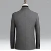 Herrenanzüge Herren-Blazer Casual Business Herren Zwei Knöpfe Revers Herbst Winter Langarm Wollanzug Mantel Arbeitskleidung Schlanke Männliche Formale