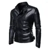 Herrjackor Autumn Winter Leather Jakcets Fleece Pu Motorcykel Sued