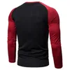 Camiseta masculina de beisebol manga longa camiseta moda em torno do pescoço costura esportes equipe camisa fitness casual collants topo