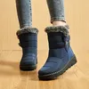 Botas Botas de invierno impermeables para mujer, botas de nieve largas de felpa de piel sintética, botines con plataforma para mujer, zapatos cálidos de algodón para parejas 231027