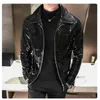 Chaqueta de cuero de imitación de cuero para hombre, chaqueta brillante para hombre, traje de escenario rojo y negro, chaqueta ajustada para fiesta y Club de cantante, 231027