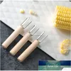 Accessori per utensili per barbecue 1 pz Porta mais in acciaio inossidabile sulla pannocchia Forchette da frutta con manico in legno per cucina casalinga e fattore di punta Dhwop