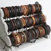 Atacado 100 estilos artesanais pulseiras de couro vintage para mulheres homens estilos mistos presentes de festa ajustáveis pulseira joias da moda pulseiras de couro inteiro