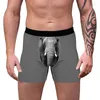 Caleçons pour hommes Boxer Shorts éléphant imprimé numérique slips haute élastique Polyester respirant confortable culotte