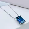 Kedjor S925 Sterling Silver Lady Pendant 10 14 Sapphire Inlagd Fashion Jubileum Engagemang Halsband smycken grossist