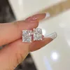 مصنوعة يدويًا أزياء أزياء حلق مجوهرات Solitaire 925 Sterling Silver Cushion Shape 5a Zircon Party Bithernity Womding Weddring for Lover Gift