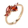 Anillos de circón natural rojo naranja para mujer 585 oro rosa lujo novia joyería de boda regalo de fiesta joyería de moda Anillos teléfonos automotrices accesorios computadoras