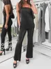 Pantalon de deux pièces pour femmes Femmes Découpe au dos Débardeur sans bretelles et costume évasé Ensembles élégants Femme Summer Fashion Pieces Tenues