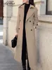 Laine des femmes mélanges hiver pardessus femmes affaires mi-mollet longueur veste formelle double boutonnage manteau épais mince femme femmes 231027