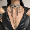 Choker Chinese Vintage Muilt Warstwa łańcucha Tassel Unikalny skórzany naszyjnik dla kobiet Kreatywne klasyczne akcesoria punka hip -hopowe