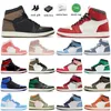 Box Jumpman 1 Basketball Shoes 1S 골프 역전 어두운 모카 특허 자란 팔로 미노 J1S University Blue Denim High OG Lost and Found Women Mens 트레이너 크기 13 스니커