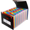 Filing Supplies Portable A4 File Folder 13 24 Pockets Multilayer Rainbow Solid Extensible Organ Bag for White-collar Workers Teachers Women 231027
