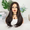 Syntetiska peruker Ny peruk för kvinnors front spets Syntetfiber pannband naturlig färg åtta linje lugg medeldelat långt lockigt hår