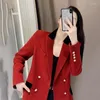 Abiti da donna Primavera Autunno Giacca elegante Chic Arancione-rosso Blazer a maniche lunghe da donna Cappotto casual da donna 2023 Top moda