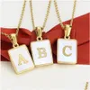 Pendant Necklaces A-Z Alphabet Square Initial Natural Shell Letter For Women Fashion Minimalist Stainless Steel Jewelry Drop Delivery Dhhod