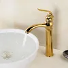 Rubinetti per lavandino del bagno Rubinetto in rame pieno in stile europeo per lavabo e acqua fredda dorata