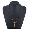 Pendanthalsband 1pc Mens Böhmen Tandläder med pärlor Vävad julklappsmyckesuttalande halsband Drop Delivery Pendants DHGZJ