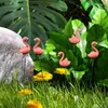 Décorations de jardin 4pcs1Set Flamingo Stakes 12 pouces Décoration Yard Pelouse Ornements Pot de fleur imperméable pour intérieur extérieur