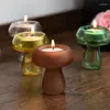 Candle Holders Creative Mushroom Glass Holder Colorful Transparent Lights Home Decor Featured Desktop Ornament Decoration