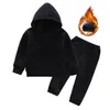 Clothing Sets Winter Children's Suits Boys And Girls Fleece Sweater Pants Two-piece Baby Fashion Hooded Trousers Kids Warm Outfits