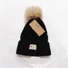 Designer Winter Gestrickte Beanie Wollmütze Frauen Grobstrick Dicke Warme Kunstpelz Pom Beanies Hüte Weibliche Bonnet Beanie Caps uuhat