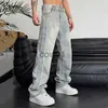 Men's Pants 2022 Cool Design Retro Washed Baggy Men Hip Hop Jeans Pants New Fashion Luxury Straight Vintage Loose Denim Trousers Y2K Clothes J231028
